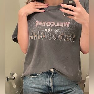 Brunette The Label Oversized Graphic Tee Welcome To The Babes Club Sz Small